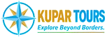Kupar Tours logo with compass rose and blue text on white background